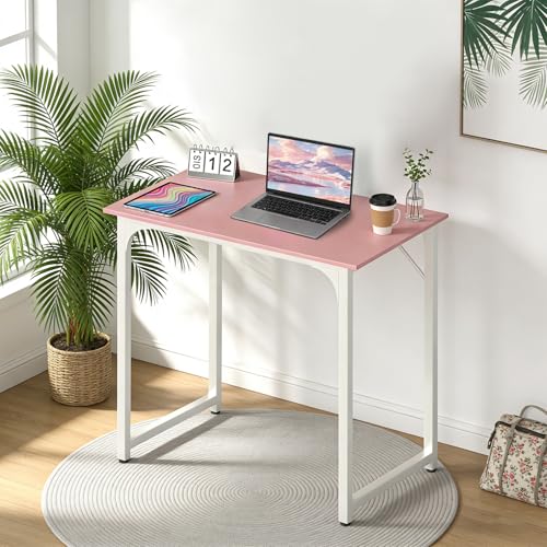 BestOffice Computer Desk,Home Office Desk, Modern Simple Style for Home Office Study Writing (Pink, 32 Inch) - color: Pink, size: 32 Inch
