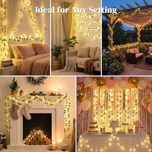 DomeStar 40 FT 120 LED Fairy Lights with Vines, Vines with Light, Curtain | Bedroom, String Lights with Remote for Dorm, Wedding, Party, Wall, Indoor, Outdoor Holiday Home Decor - style: 40Ft-120LED-lvy