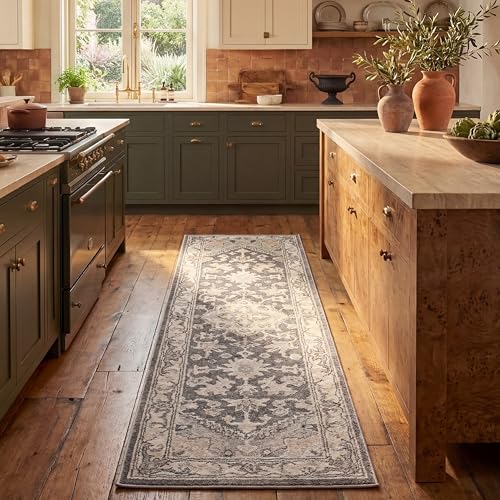 SAFAVIEH Reflection Collection Runner Rug - 2'3" x 6', Dark Grey & Cream, Non-Shedding & Easy Cleaning, Ideal for Living Room, Bedroom (RFT665B) - color: Dark Grey/Cream, size: 2'3" x 6' (Runner)