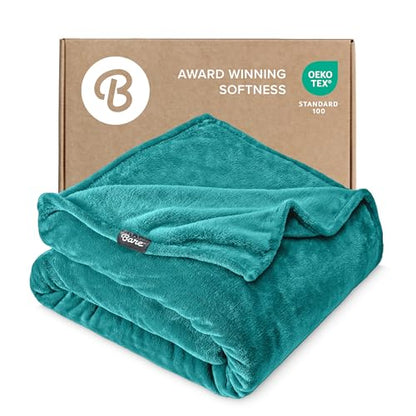 Bare Home Fleece Blanket Luxury Microplush (Full/Queen, Emerald) | Ultra-Soft Lightweight Blanket for Bed, Sofa, and Couch, Cozy & Warm Blanket - color: 10 - Emerald, size: Full/Queen