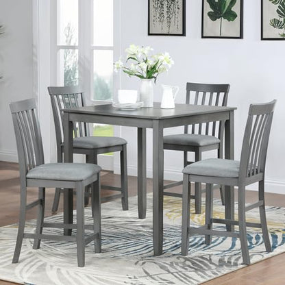 Knocbel Classic Counter Height 2-Person Dining Table for Small Space, Wooden Apartment Condo Pub Bistro Kitchen Dining Furniture (Gray Square 36" H) - color: Gray Square 36"h