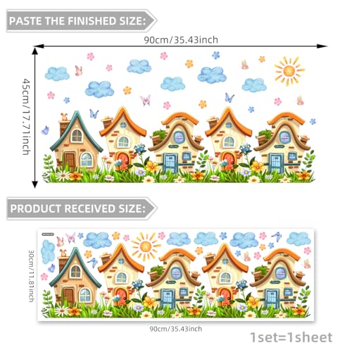 Cartoon House Wall Decals Peel and Stick Kids Room Nursery Decor - color: Terraced Houses