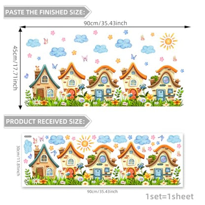 Cartoon House Wall Decals Peel and Stick Kids Room Nursery Decor - color: Terraced Houses