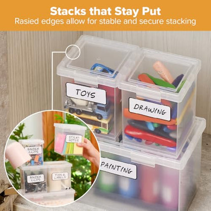 Bostitch Konnect Storage Containers with Lids, Clear Plastic Box, Stackable for Crafts, Home, and Office Organization, Labels, 3-Piece (1 4 Qt Box, 2 1.5 Qt boxes) - size: One 1.5-Qt Box, Two 0.5-Qt Boxes