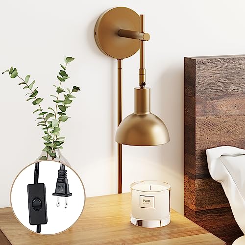 Nathan James Tamlin Vintage Brass Wall Light Fixture, Wall Mounted 1-Light Lamp, Plugin Sconce with On/Off Switch for Living Room, Reading Nook or Bedroom, Brass - color: Vintage Brass, size: Set of 1
