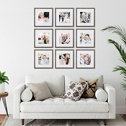 Sheffield Home 9 Piece Gallery Wall Frame Set, 12x12 Inch, Natural - color: Natural, size: 12x12 Inch