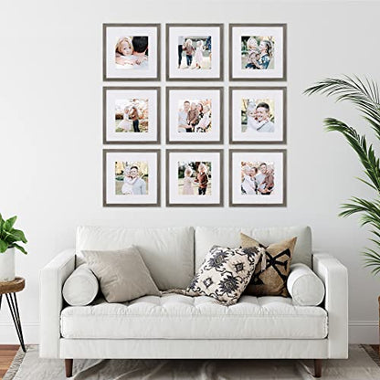 Sheffield Home 9 Piece Gallery Wall Frame Set, 12x12 Inch, Natural - color: Natural, size: 12x12 Inch
