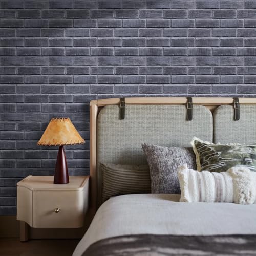 3D Faux Brick Wall Panels Peel and Stick, 10 Pcs 11.8" x 11.8" - color: Gray