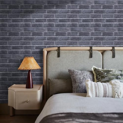 3D Faux Brick Wall Panels Peel and Stick, 10 Pcs 11.8" x 11.8" - color: Gray