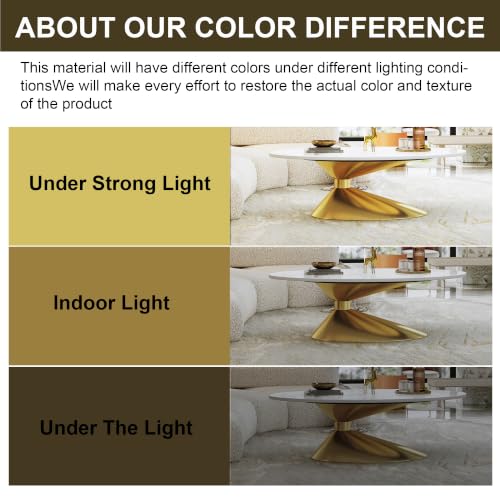 49.2" Oval Marble Coffee Table with Gold Stainless Steel Base, Luxury Sintered Stone Top Center Cocktail Tea Tables for Living Room,Easy Assembly - color: Style 4: Gold Base