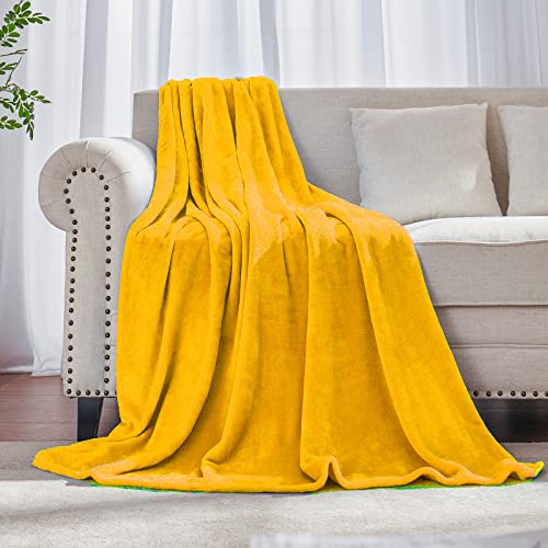 Mustard yellow Fleece Plush Throw Blanket 60"x80"for Couch Fuzzy Cozy | Super Soft Lightweight Microfiber Blanket for Sofa Bed bedroom Home Decor All Season,Birthday Gifts for Women Mom Adult - color: Mustard Yellow, size: Twin(60"×80")