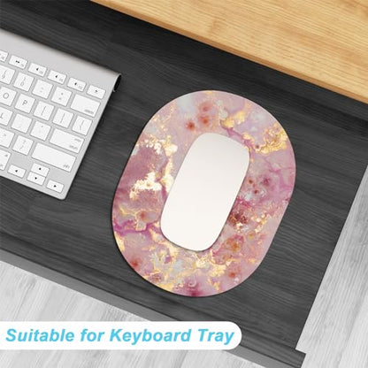 Rimilak Small Mouse Pad 6 x 8 Inch, Irregular Mini Mousepad, Gold Marble | Non-Slip Rubber Base, Waterproof Compact Mouse Mat for Laptop Computer Wireless Mouse Keyboard Home Office Travel - color: Gold Pink Marble, size: 8L x 6W inches
