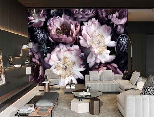 XMPMBM-Purple Peony Floral Fabric Wallpaper Living Room Bedroom Bathroom wall Mural-W 88" X H 59"（36 Square Foot） - color: X35, size: 88"x59"