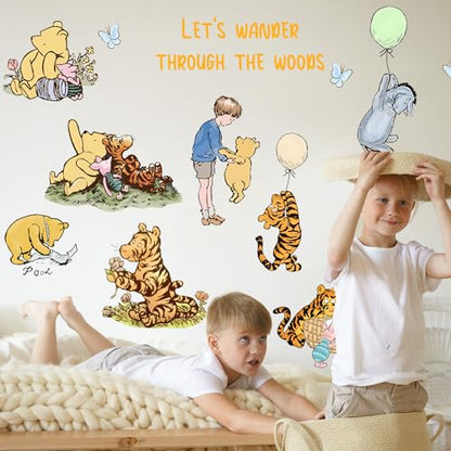 Winnie Character Stickers, Winnie Inspirational Stickers, The Pooh Wall Stickers for Kids, The Pooh Removable Sticker for Baby Kids Nursery Children Room Bedroom Living Room Playroom Wall Decoration - style: Winnie 04