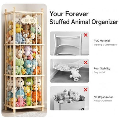 Stuffed Animal Storage,54 Inch Toy Organizer,Anti-Tip Design,Easy Assembly - size: 53.9*15.7*15.7 IN