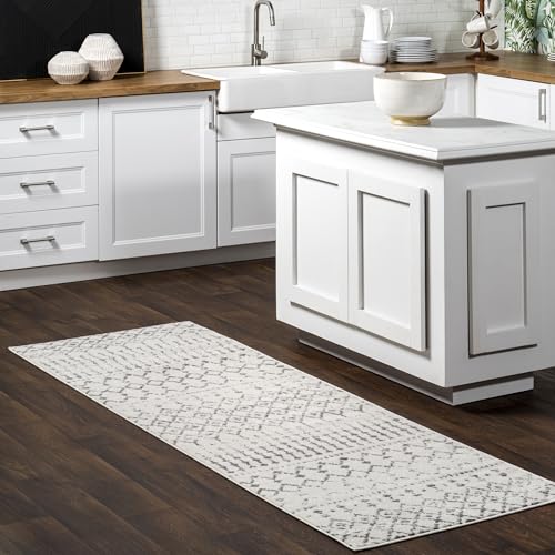 nuLOOM Blythe Grey Trellis Power Loomed Runner Rug, 2' x 6' - color: Blythe Grey, size: 2' x 6' (Rectangular)