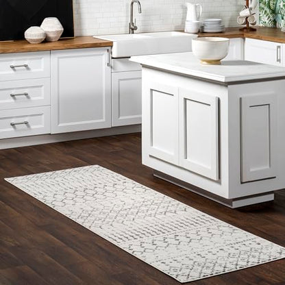 nuLOOM Blythe Grey Trellis Power Loomed Runner Rug, 2' x 10' - color: Blythe Grey, size: 2'6" x 10' (Rectangular)