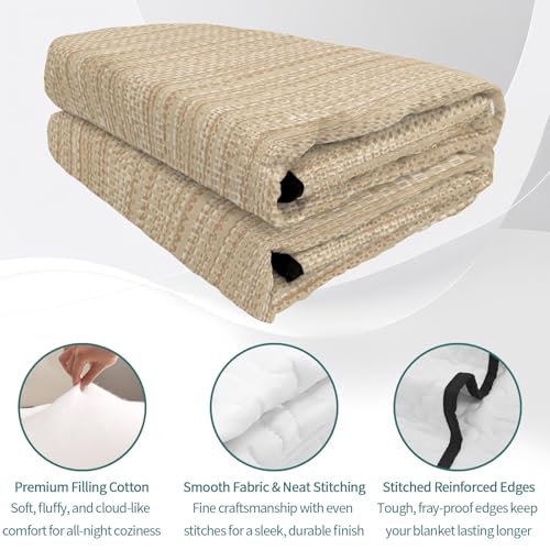 Twin XL Quilt Bedding Set, Minimalist Light Khaki Soft Microfiber Summer Bedspread Coverlet with 2 Pillow Shams for All Season, Crosshatch Linen Textured Breathable Bedding Set for Hot Sleepers - size: Twin XL