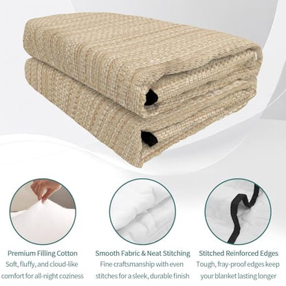 Twin XL Quilt Bedding Set, Minimalist Light Khaki Soft Microfiber Summer Bedspread Coverlet with 2 Pillow Shams for All Season, Crosshatch Linen Textured Breathable Bedding Set for Hot Sleepers - size: Twin XL