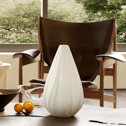 Modern Ceramic Decorative Table Lamp Living Room Bedroom Bedside | Handcrafted Unique Warm Ambient Lighting Lamp, Accent White Translucent Ceramic shade, Fully Dimmable, Corded, Bulb Included