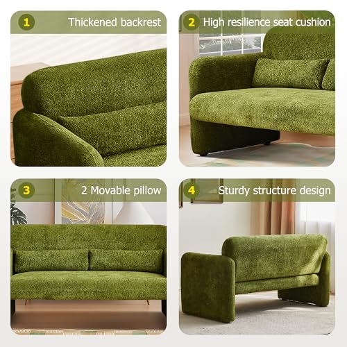 59" W Loveseat Sofa, Modern Love seat Couch, Solid and Easy to Install, Upholstered 2-Seater Couch for Bedroom, Apartment, Living Room，Green - color: Green, size: 30.31"D x 59.08"W x 31.5"H
