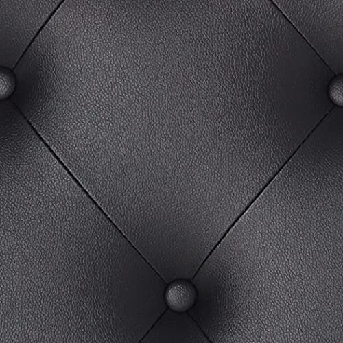 Baxton Studio Myra Modern and Contemporary Queen Size Black Faux Leather Upholstered Button-Tufted Scalloped Headboard - color: Black, size: Queen