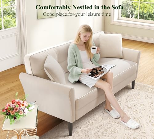 Loveseat Sofa, 69" Love Seat Couches, Velvet Small Couch, White Couch | Comfy Velvet, 69" Spacious Seating, Tool-Free Setup, 700 LBS Load Bearing, Modern Couch, Sofas for Living Room, Bedroom Couch - color: White, size: 69"
