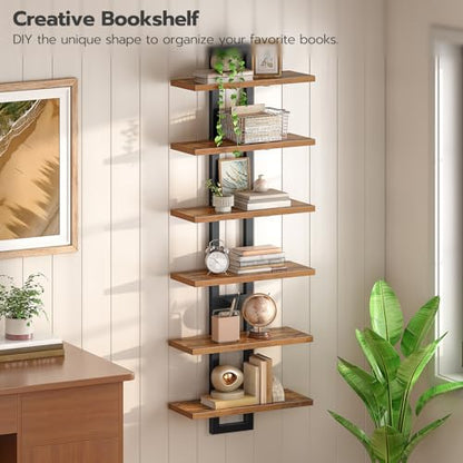 HOOBRO Floating Shelves, 15 Inch Wall Shelf Set of 3, Wall Mounted Storage Shelves 2-Tier, Hanging Bathroom Shelves, for Living Room, Bedroom, Bathroom, Kitchen, Rustic Brown and Black BF32BJP301 - color: Rustic Brown + Black