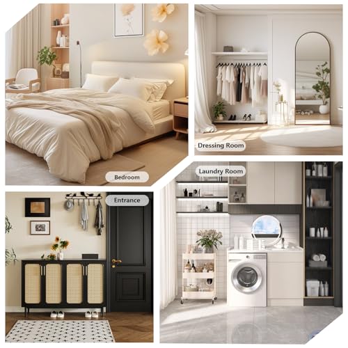 Heavy Duty Clothes Rack with Frosted Storage Cabinet, 520 Lbs Load Capacity Rolling Garment Rack with 360° Lockable Wheels, 4 Hooks & Top Shelf, Modern Metal Closet Organizer for Bedroom, White