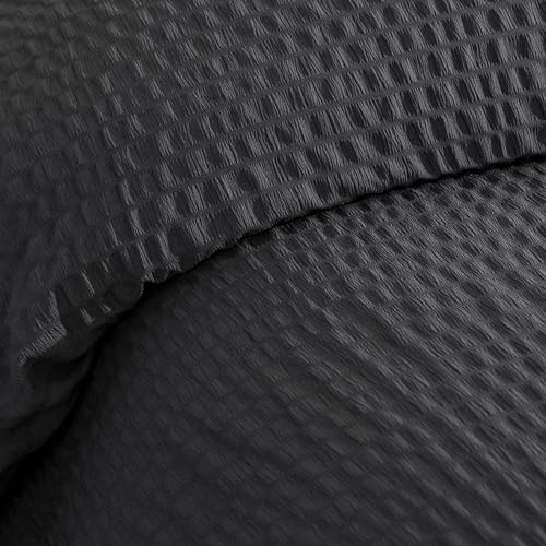 Amazon Basics Duvet Cover Set with Jacquard Geometric Pattern, 2-Piece with 1 Duvet Cover and 1 Pillow Sham, Comforter Not Included, Twin, Black - color: Black, size: Twin