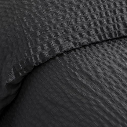 Amazon Basics Duvet Cover Set with Jacquard Geometric Pattern, 3-Piece with 1 Duvet Cover and 2 Pillow Shams, Comforter Not Included, King, Black - color: Black, size: King