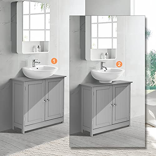 Bonnlo Pedestal Under Sink Storage Bathroom Vanity with 2 Doors Traditional Bathroom Cabinet Space Saver Organizer 23 5/8" x 11 7/16" x 23 5/8" (L x W x H) (Grey) - color: Grey
