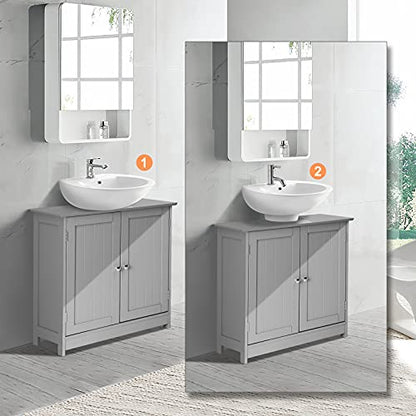 Bonnlo Pedestal Under Sink Storage Bathroom Vanity with 2 Doors Traditional Bathroom Cabinet Space Saver Organizer 23 5/8" x 11 7/16" x 23 5/8" (L x W x H) (Grey) - color: Grey
