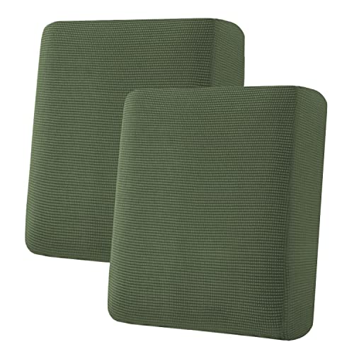 H.VERSAILTEX Super Stretch Individual Seat Cushion Covers Sofa Covers Couch Cushion Covers Slipcover Sets Thick Jacquard Textured Twill Fabric (2 Piece Medium Sofa Cushion Covers, Bronze Green) - color: Bronze Green, size: 2 Cushion Loveseat