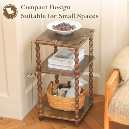 Fultyle Side Table, Small End Table with Storage Shelf, Modern Bedside Table Night Stand for Living Room, Bedroom, Office and Small Spaces (Rustic Brown) - color: Rustic Brown