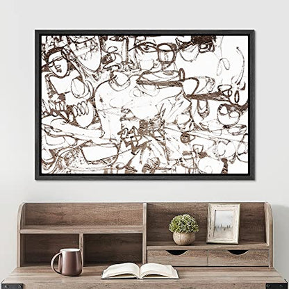 SIGNWIN Framed Canvas Print Wall Art Graffiti Street Art Grunge Landscape Abstract Geometric Illustrations Modern Art Minimalism Relax/Calm Zen for Living Room, Bedroom, Office - 16"x24" Black - color: A11-2211-n08, size: 24"L x 16"W
