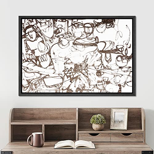 SIGNWIN Framed Canvas Print Wall Art Graffiti Street Art Grunge Landscape Abstract Geometric Illustrations Modern Art Minimalism Relax/Calm Zen for Living Room, Bedroom, Office - 16"x24" Black - color: A11-2211-n08, size: 24"L x 16"W