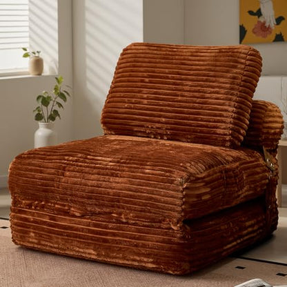 ovios Folding Sofa Bed, Foldable Sleeper Chair Floor Futon, Comfy Portable Convertible Fold Out Lounge Chairs for Living Room Bedroom, Brown - color: Brown