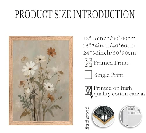 3Pcs Vintage Wildflower Canvas Wall Art Country Farmhouse Watercolor Flowers Painting Picture Wall Decor Boho Botanical Poster Print Artwork for Living Room Bedroom Dining Room Office Home Decoration - color: Floral-10, size: 24"L x 16"W