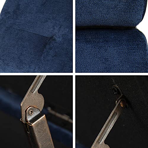 24" Ottoman with Storage for Living Room Rectangular Fabric Tufted Bench Footrest (Dark Blue) - color: Dark Blue