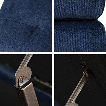 24" Ottoman with Storage for Living Room Rectangular Fabric Tufted Bench Footrest (Dark Blue) - color: Dark Blue