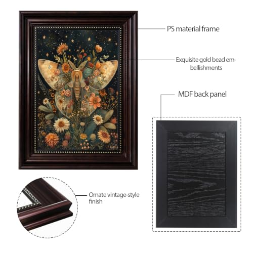 Framed William Morris Moth Canvas Wall Art Vintage Plant Butterfly Wall Decor Pictures Dark Academia Starry Sky Floral Poster Prints for Office Living Room Bedroom Home Decoration 9x11 in - color: Butterfly, size: 11"L x 9"W