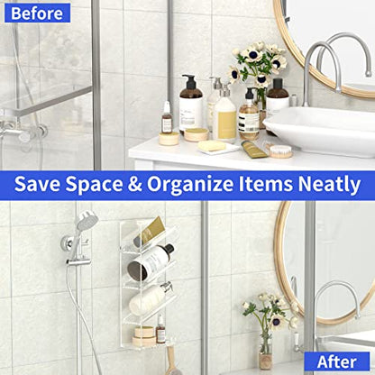 AITEE Acrylic Bathroom Organizer Caddy Shampoo Holder Right Inclined | No drilling, wall mounted with drain holes, inclined shelf, bathroom, acrylic, rustproof, for bathroom toiletries - style: One Shelf
