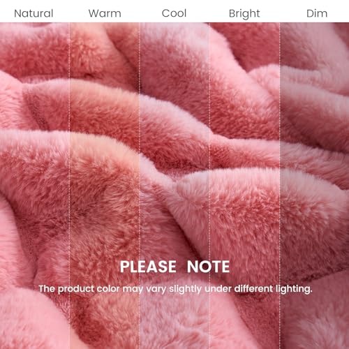 Cozy Bliss Deluxe Sheared Rabbit Faux Fur Throw Blanket, Soft Fuzzy High-Low Sculpted Plush Blanket for Couch, Cozy Home Accent, All Season Use, Pink 60"x80" - color: Striped - Pink, size: Twin(60" x 80")