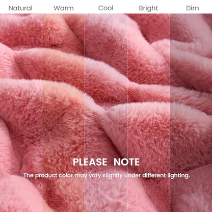 Cozy Bliss Deluxe Sheared Rabbit Faux Fur Throw Blanket, Soft Fuzzy High-Low Sculpted Plush Blanket for Couch, Cozy Home Accent, All Season Use, Pink 60"x80" - color: Striped - Pink, size: Twin(60" x 80")