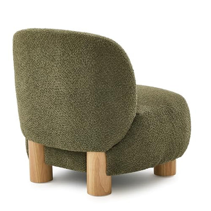 Christopher Knight Home Modern Low Profile Accent Chair for Living Room, Boucle Upholstered Armless Chair with Rubberwood Legs, Comfy Lounge Armchair, Plush Cloud-Like Seating for Bedroom, Olive Green - color: Olive Green