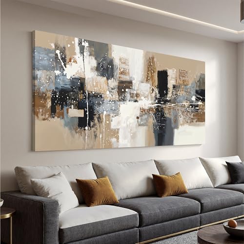 Modern Abstract Wall Art Splatter Paint Prints Canvas Art Wall Decor For Living Room Brown Black Abstract Art Aesthetic Home Decor Wall Painting Pictures For Bedroom Studio Cafe Wall Styling Artwork 24"×48" - color: LAI-12F, size: 48"L x 24"W