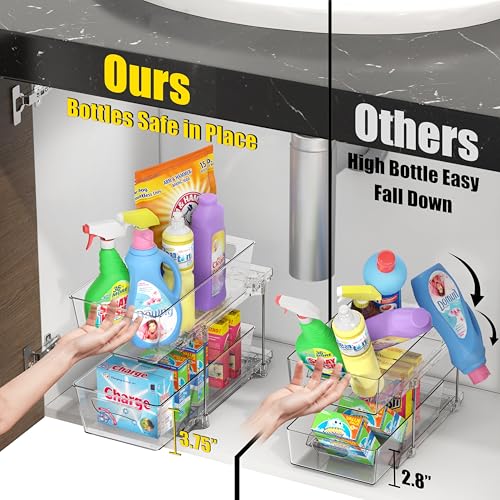 Simple Houseware 2Pcs 2-Tier Slim Drawer Cabinet Pull-Out Organizer, Clear - size: 2-Pack