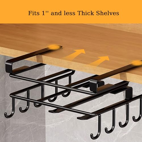 Mug Holder Under Cabinet,Paper Towel Holder for Cabinet,Chopping Board Organizer,No-Hole Multifunctional Stainless Steel Under Cabinet Hooks for Kitchen (White) - color: White