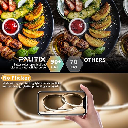 PAUTIX 5V USB COB LED Strip Lights Dimmable LED Lights 4000K Natural White with RF Remote,1200lm,Dotless Flexible Tape Light for Under Cabinet,Bedroom,TV Backlight,Kitchen,Shelf,Mirror Lighting 6.56ft - color: 4000K